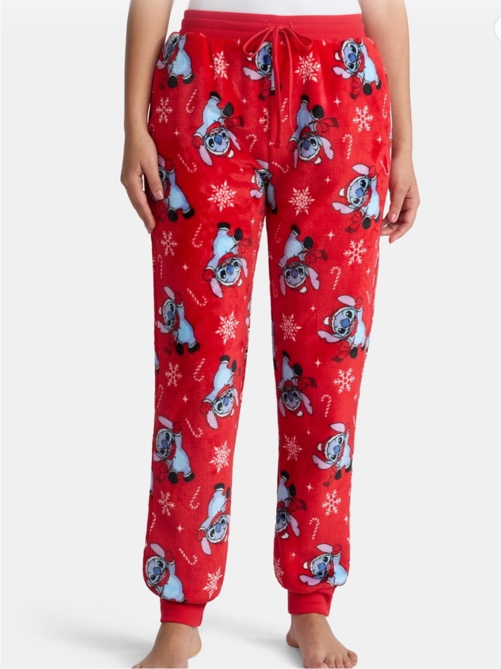 BRAND NEW STITCH Cozy Red Holiday Print Lounge Pants Size Large